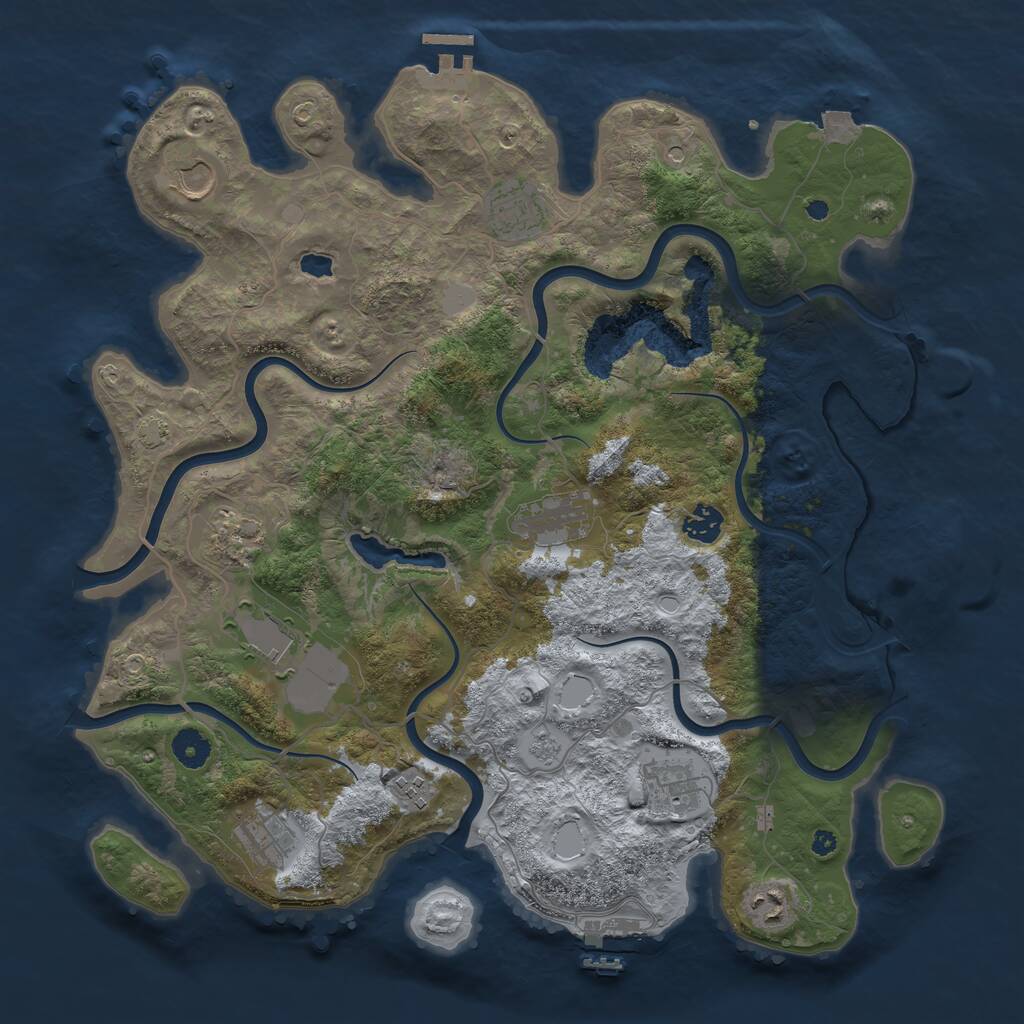 Rust Map: Procedural Map, Size: 4020, Seed: 80500, 16 Monuments