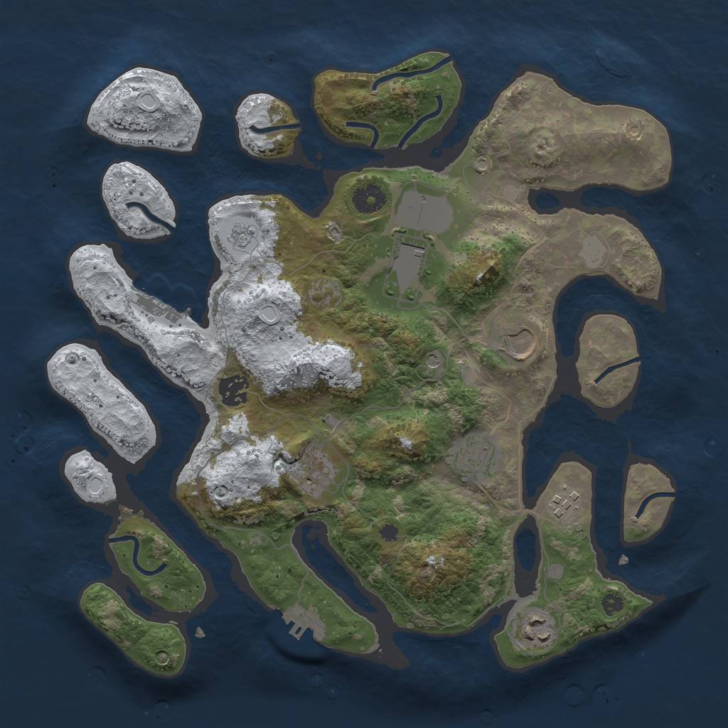 Rust Map: Procedural Map, Size: 3500, Seed: 355302726, 16 Monuments