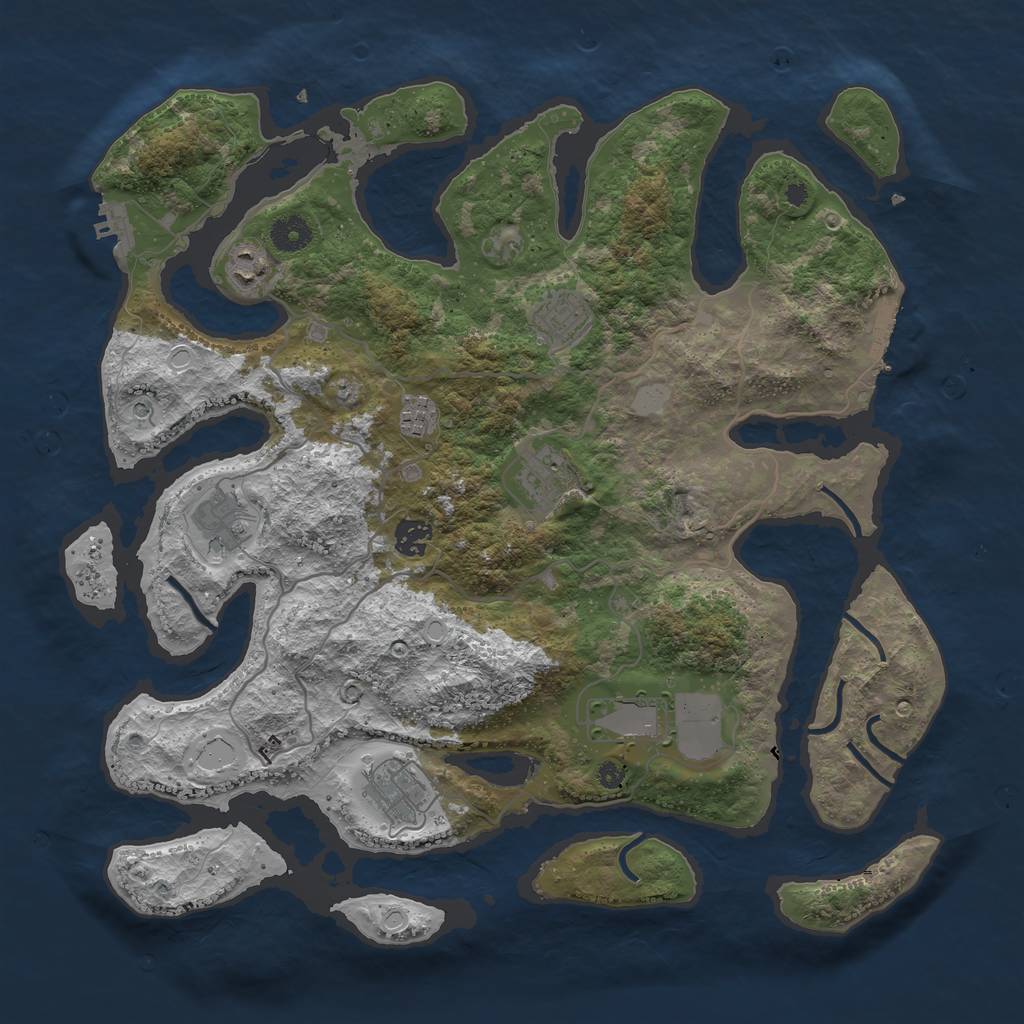 Rust Map: Procedural Map, Size: 4000, Seed: 1068341888, 16 Monuments