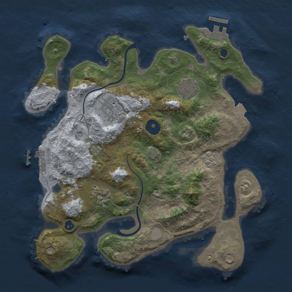 Rust Map: Procedural Map, Size: 3000, Seed: 1892755701, 9 Monuments