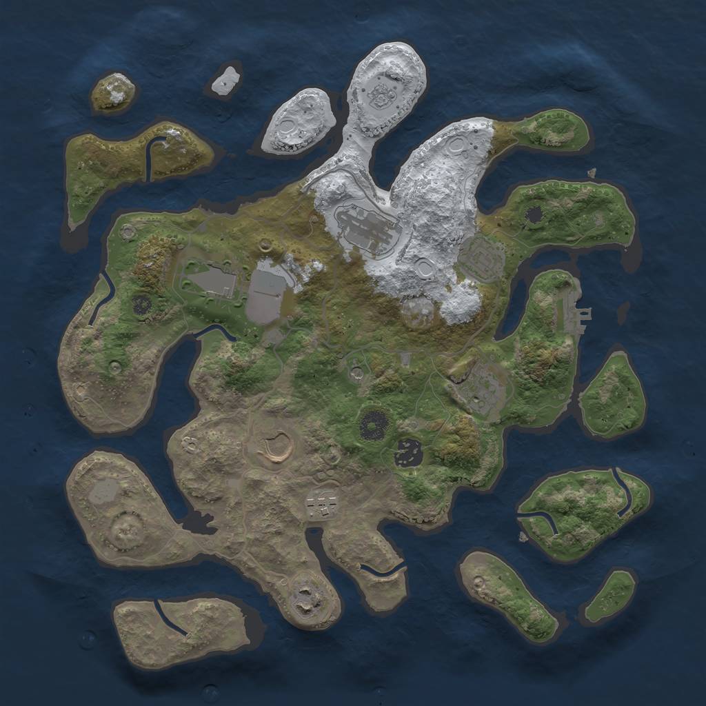 Rust Map: Procedural Map, Size: 3550, Seed: 21413, 16 Monuments