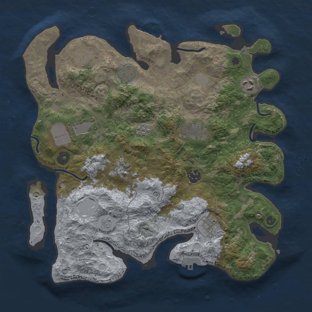Rust Map: Procedural Map, Size: 3550, Seed: 533688, 18 Monuments
