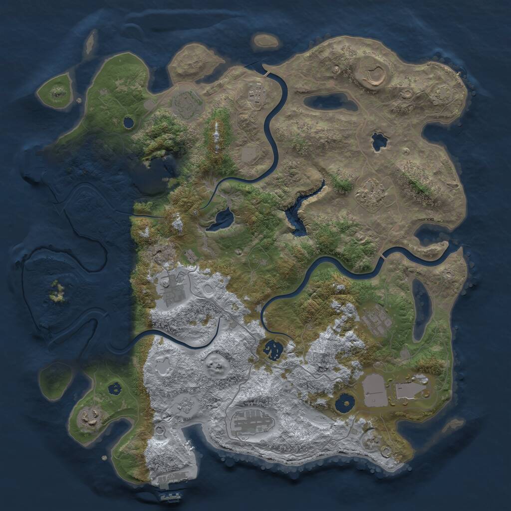 Rust Map: Procedural Map, Size: 4000, Seed: 3800, 17 Monuments