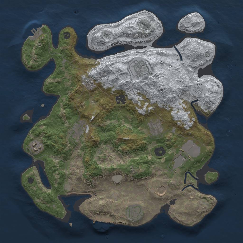 Rust Map: Procedural Map, Size: 3550, Seed: 905193, 18 Monuments