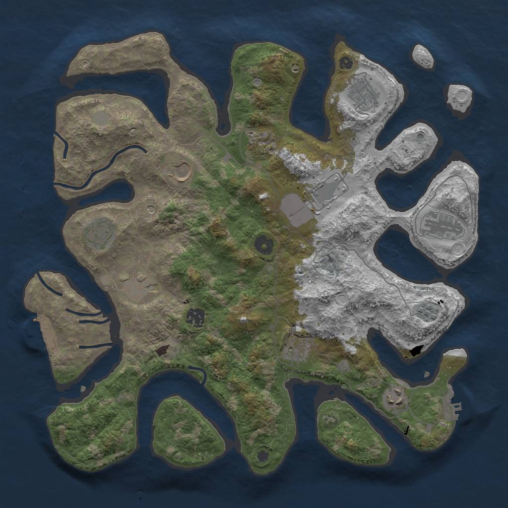 Rust Map: Procedural Map, Size: 3950, Seed: 389620424, 19 Monuments