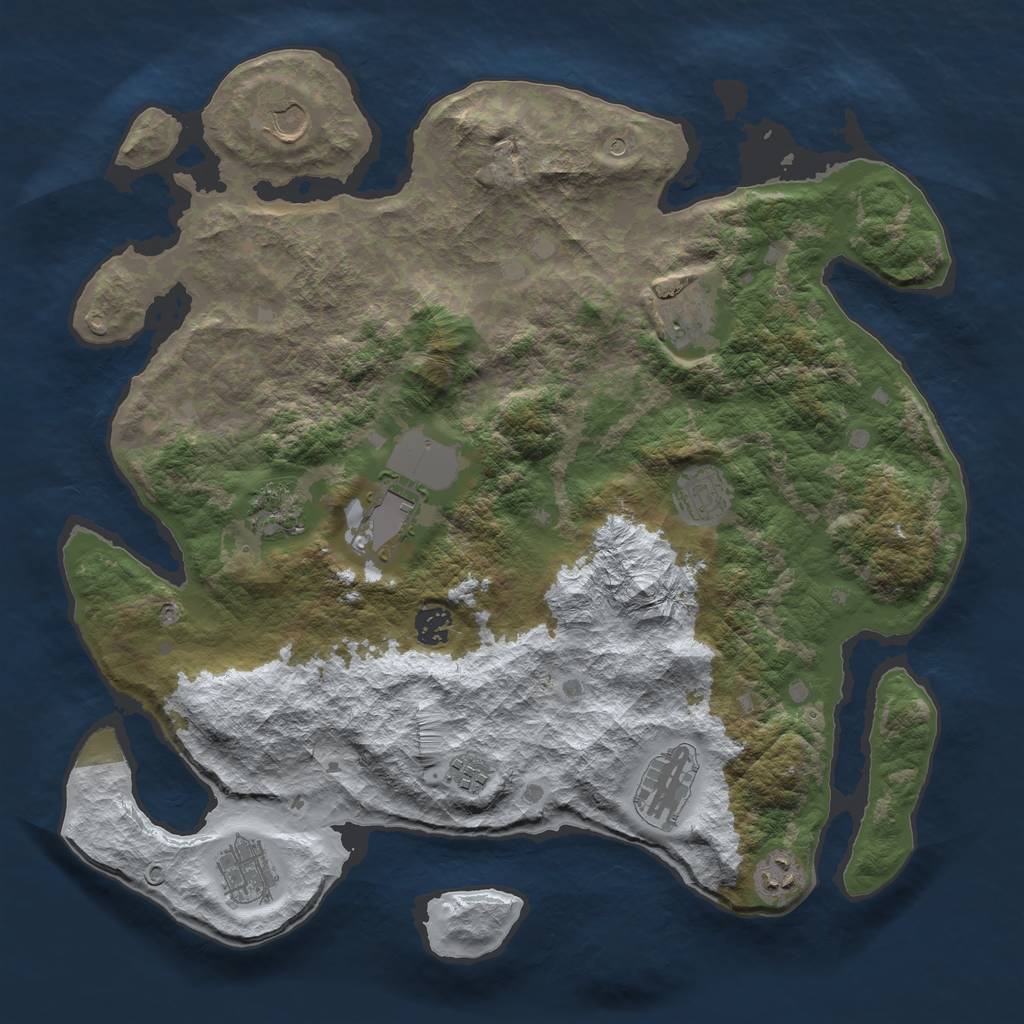 Rust Map: Barren, Size: 4000, Seed: 3286461, 13 Monuments