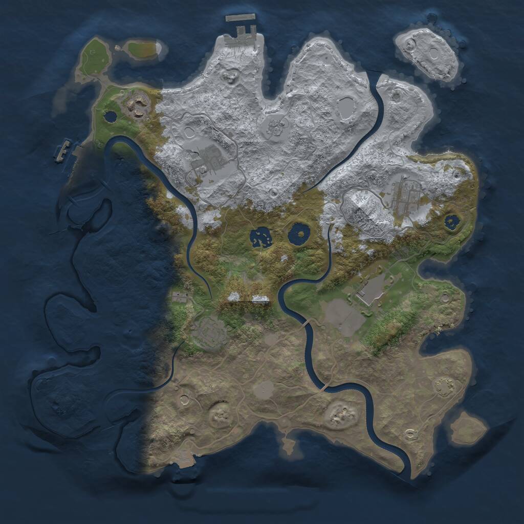 Rust Map: Procedural Map, Size: 3550, Seed: 732808, 12 Monuments