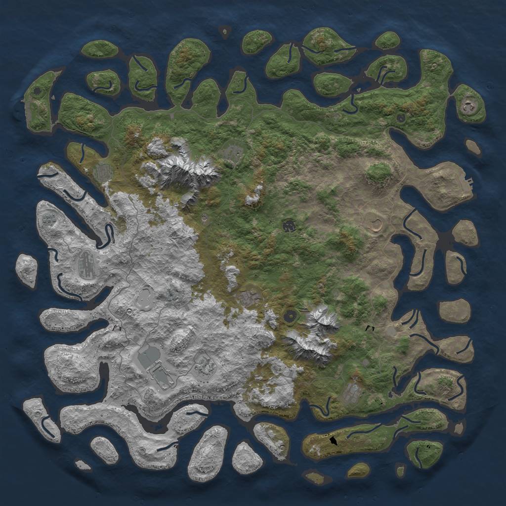 Rust Map: Procedural Map, Size: 6000, Seed: 6969, 19 Monuments