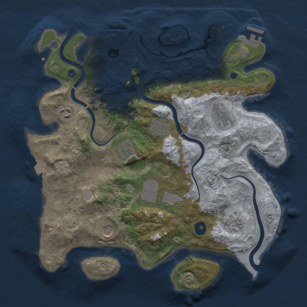Rust Map: Procedural Map, Size: 3600, Seed: 1256, 14 Monuments