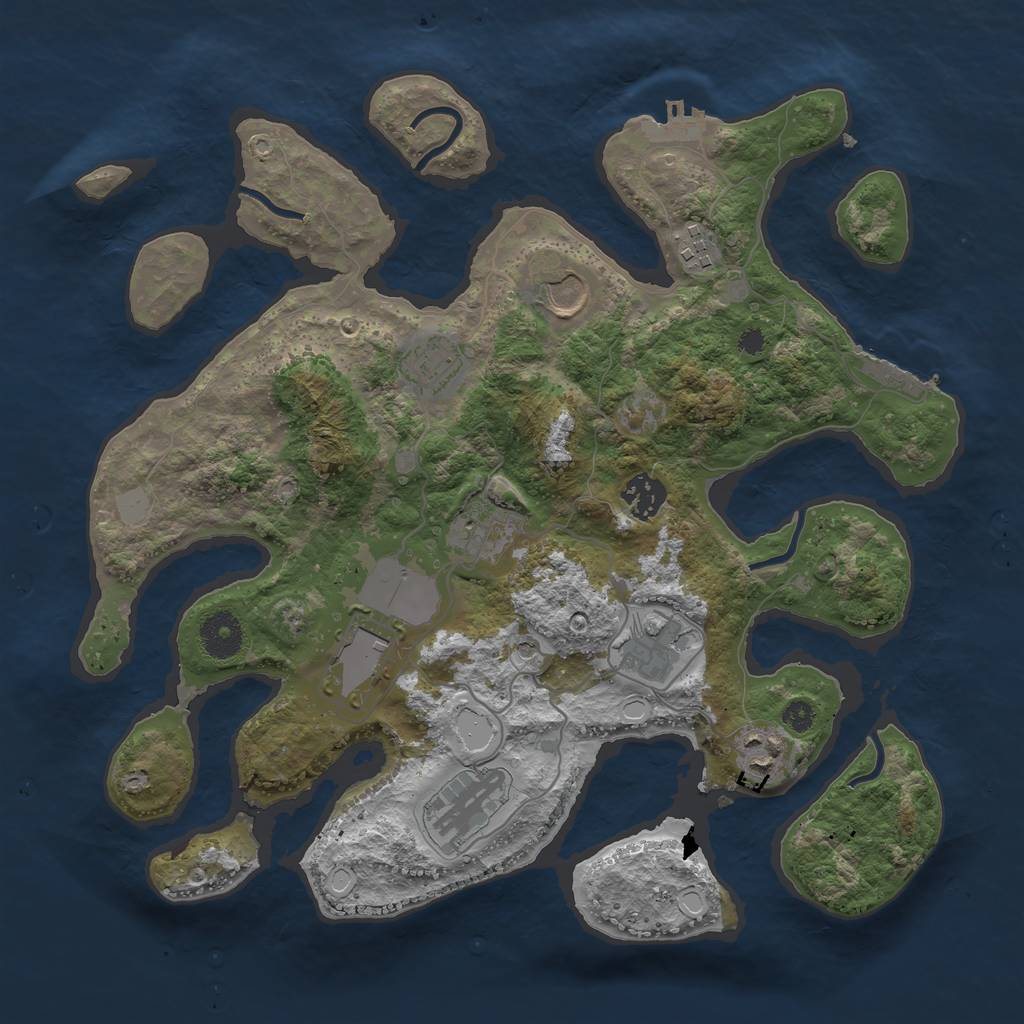 Rust Map: Procedural Map, Size: 3500, Seed: 7676, 17 Monuments