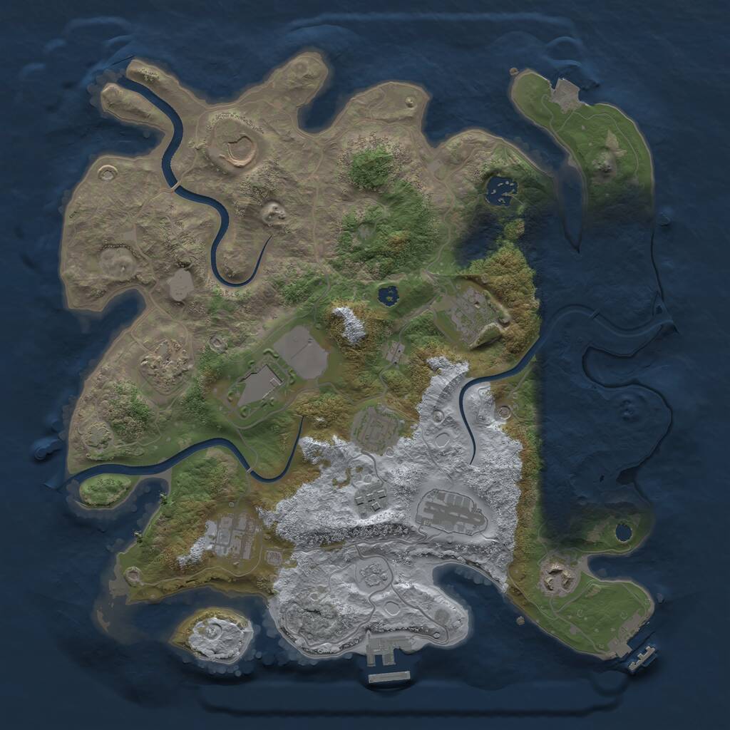 Rust Map: Procedural Map, Size: 3550, Seed: 662948, 16 Monuments
