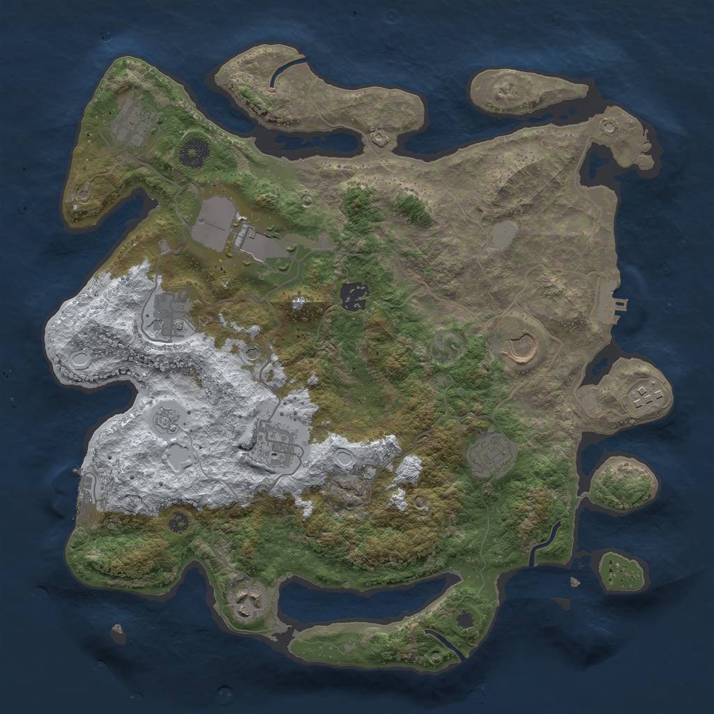 Rust Map: Procedural Map, Size: 3550, Seed: 522251, 18 Monuments