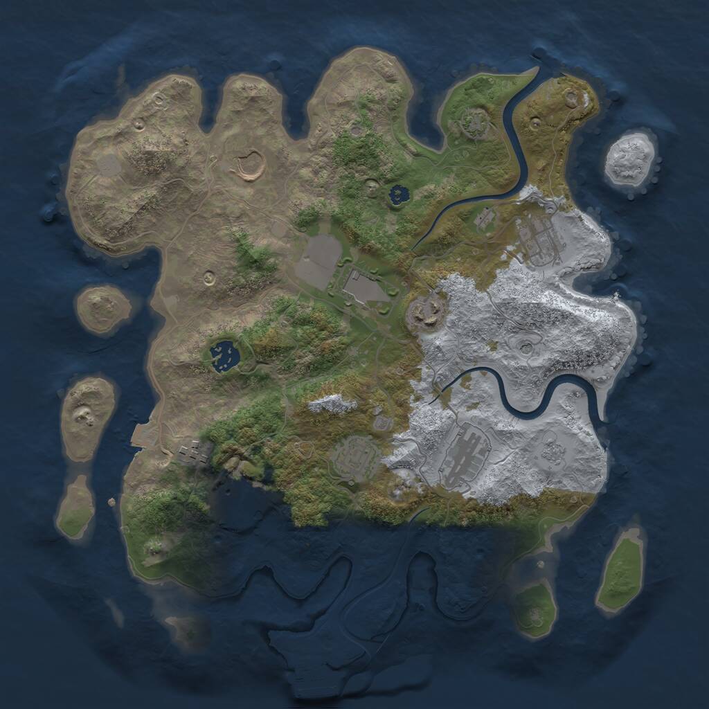 Rust Map: Procedural Map, Size: 3550, Seed: 914007, 14 Monuments
