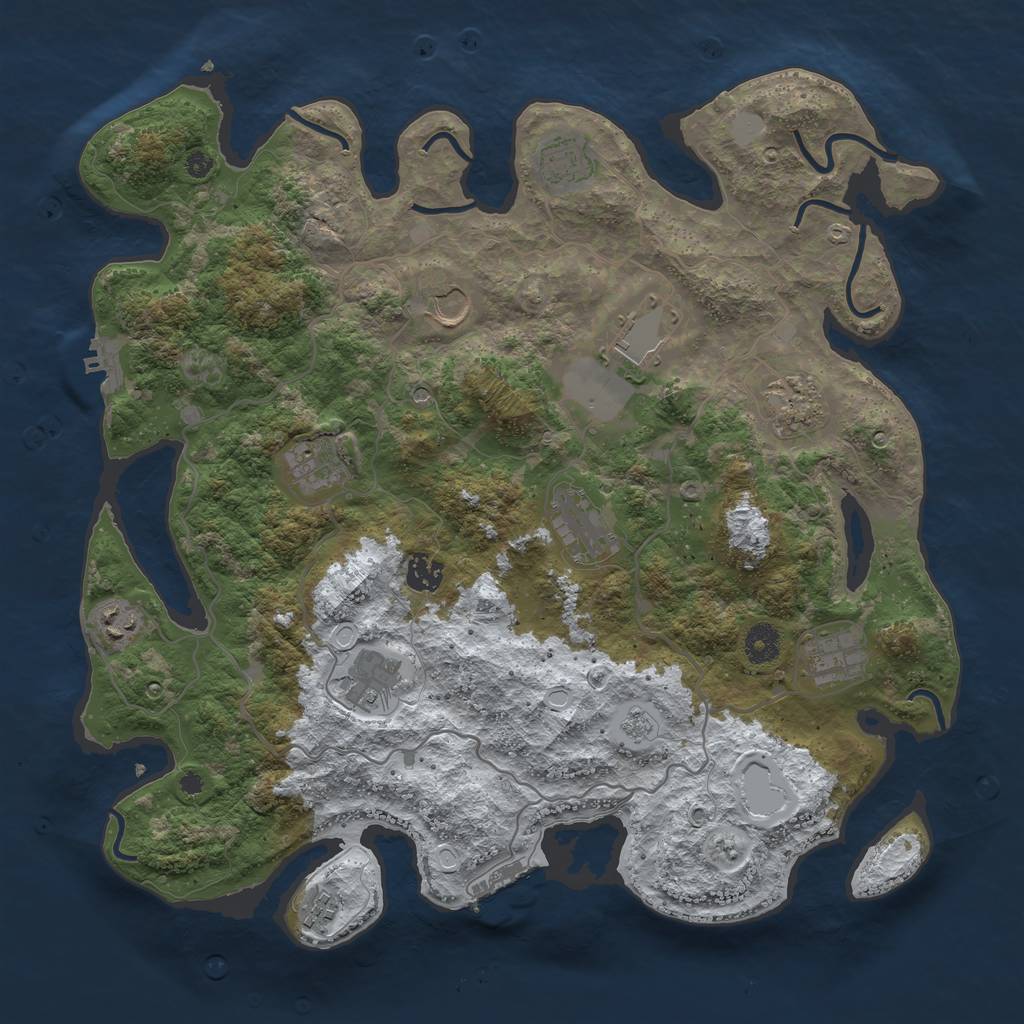 Rust Map: Procedural Map, Size: 4000, Seed: 227660, 20 Monuments