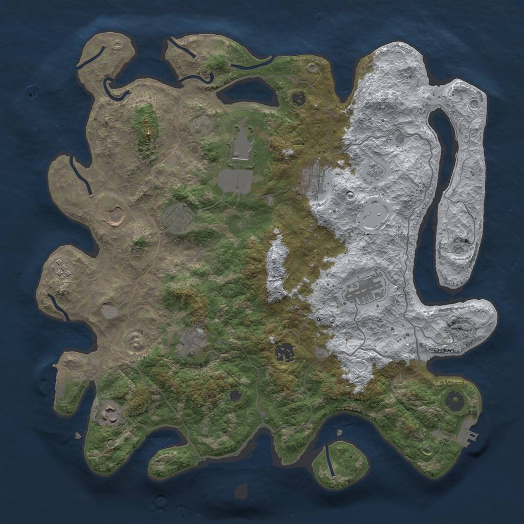 Rust Map: Procedural Map, Size: 4000, Seed: 2342, 18 Monuments