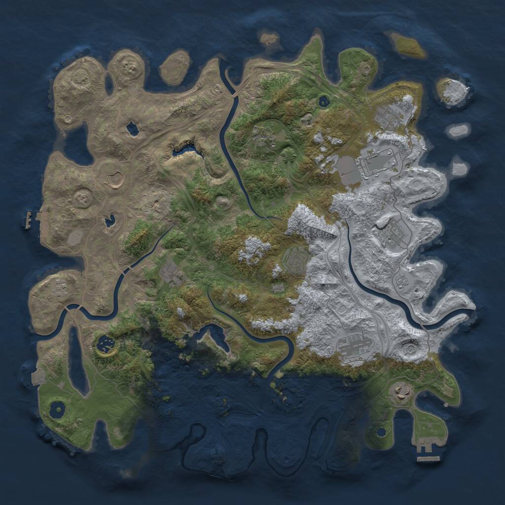 Rust Map: Procedural Map, Size: 4500, Seed: 5555, 17 Monuments