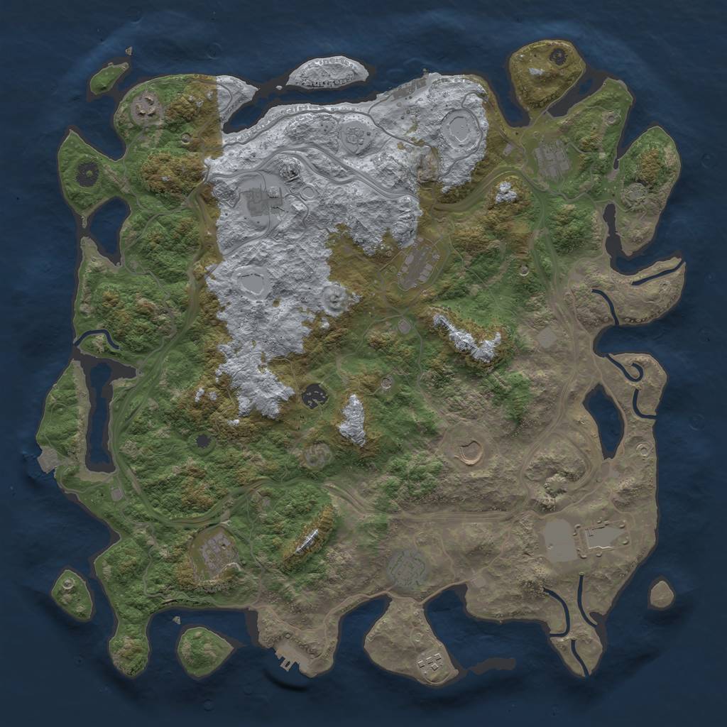 Rust Map: Procedural Map, Size: 4500, Seed: 123456789, 18 Monuments