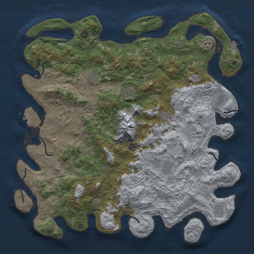 Rust Map: Procedural Map, Size: 5000, Seed: 712372, 18 Monuments