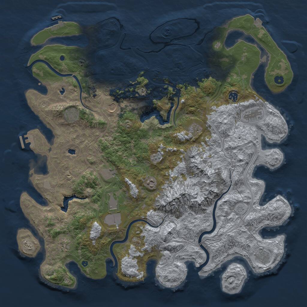 Rust Map: Procedural Map, Size: 5000, Seed: 712372, 17 Monuments