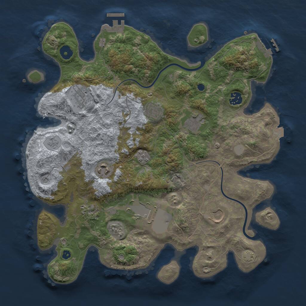 Rust Map: Procedural Map, Size: 3500, Seed: 1906212771, 15 Monuments