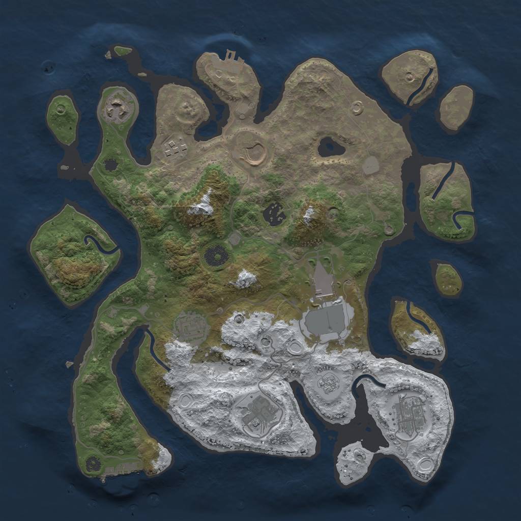 Rust Map: Procedural Map, Size: 3500, Seed: 101242512, 17 Monuments