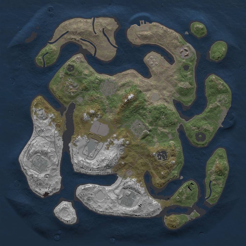 Rust Map: Procedural Map, Size: 3550, Seed: 716648, 17 Monuments