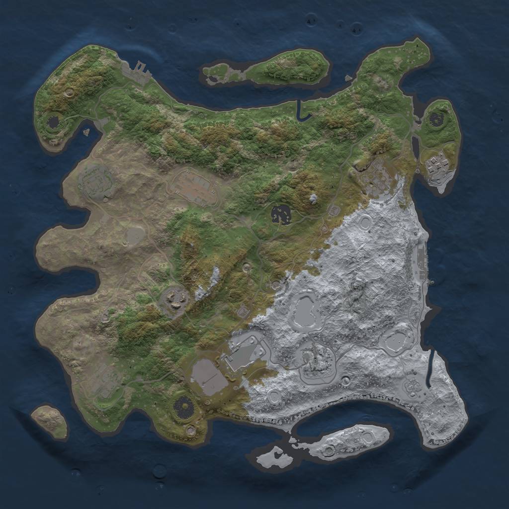 Rust Map: Procedural Map, Size: 3600, Seed: 15272, 16 Monuments