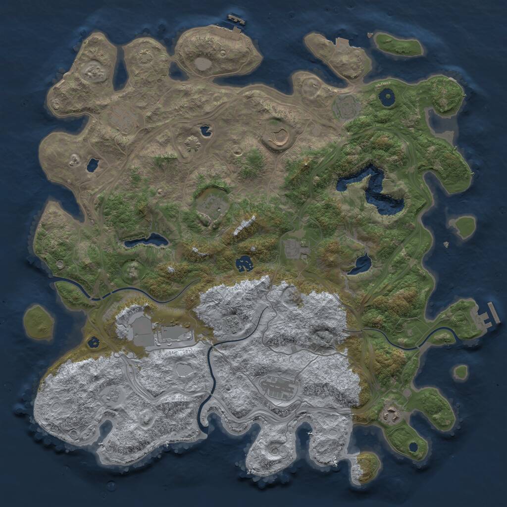 Rust Map: Procedural Map, Size: 4500, Seed: 740199910, 16 Monuments