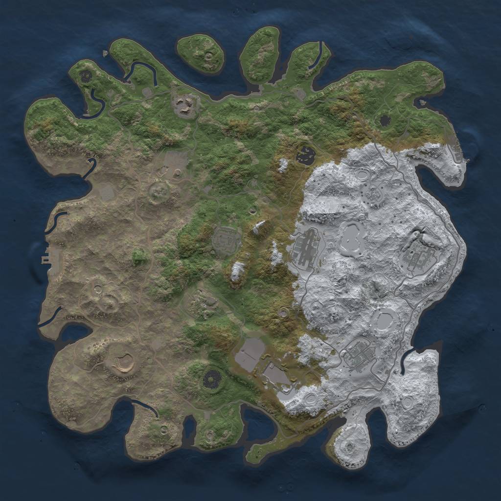 Rust Map: Procedural Map, Size: 4000, Seed: 1674, 19 Monuments