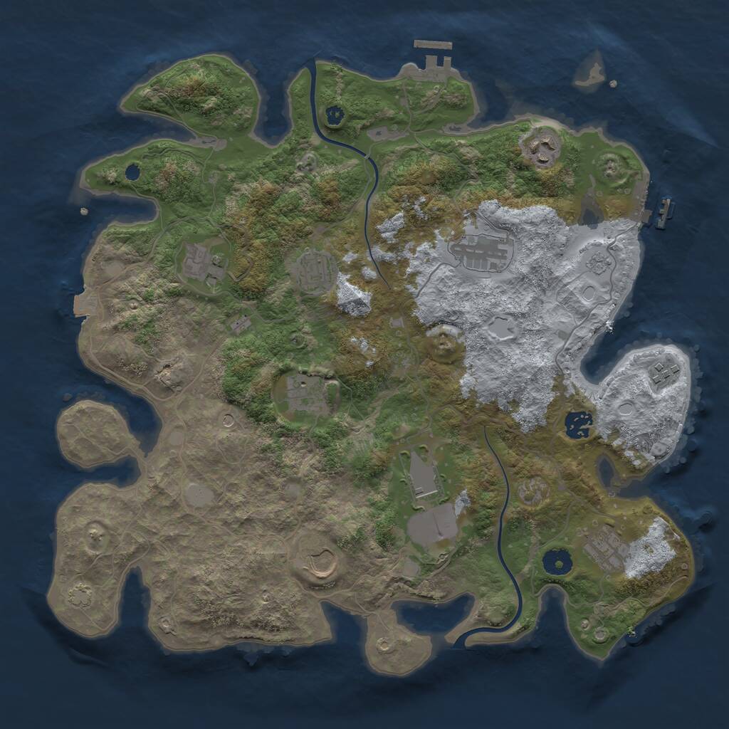 Rust Map: Procedural Map, Size: 3850, Seed: 736481723, 16 Monuments