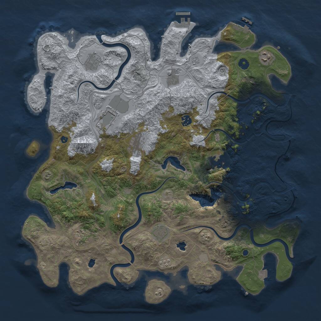 Rust Map: Procedural Map, Size: 4500, Seed: 43124234, 16 Monuments