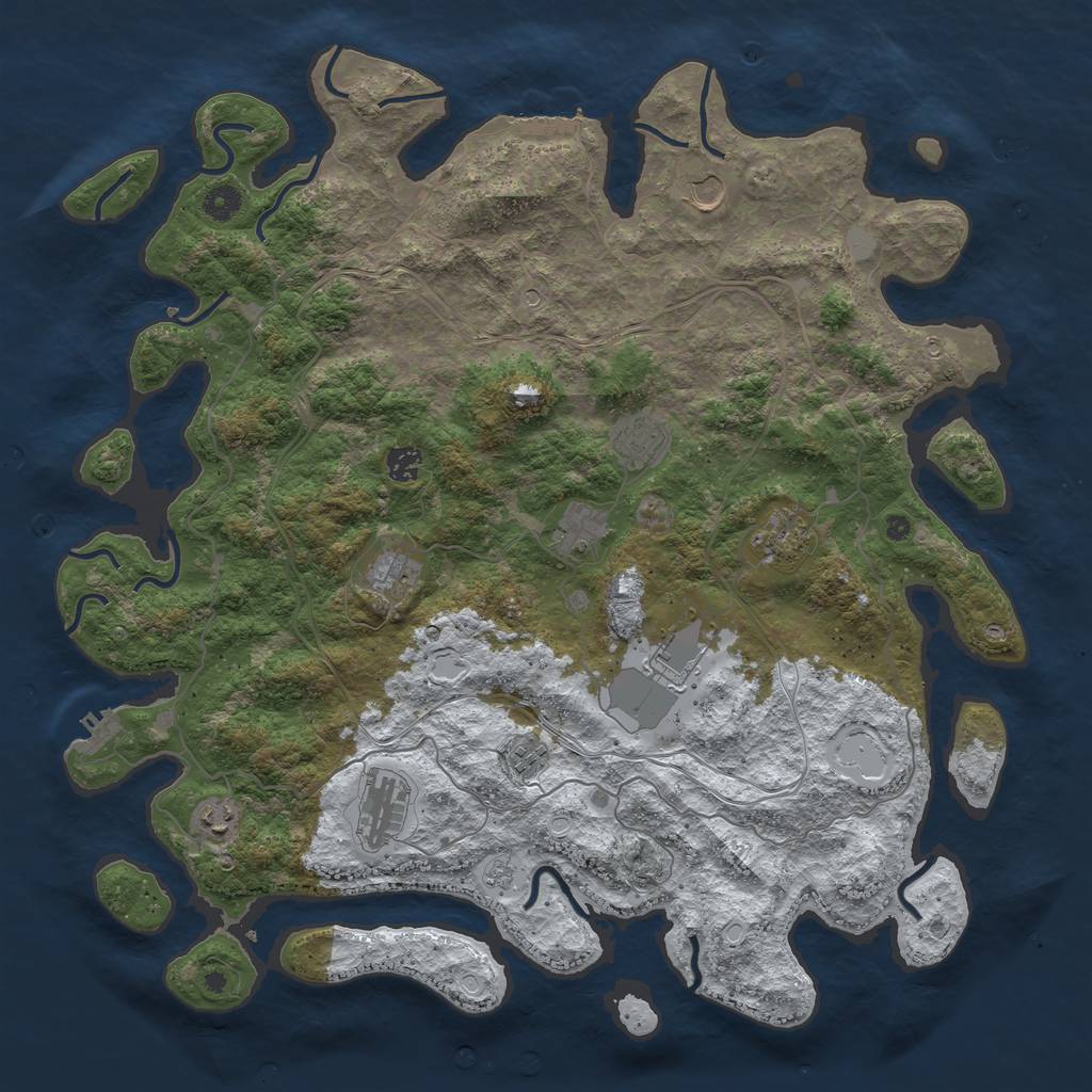 Rust Map: Procedural Map, Size: 4500, Seed: 123454, 19 Monuments