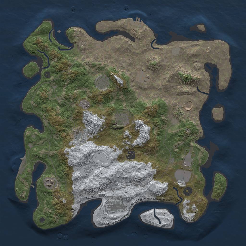 Rust Map: Procedural Map, Size: 4000, Seed: 265174, 18 Monuments