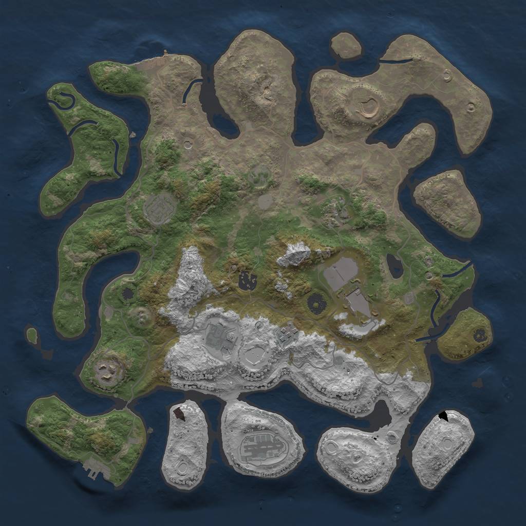 Rust Map: Procedural Map, Size: 4000, Seed: 369741178, 17 Monuments