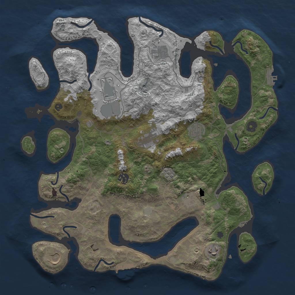 Rust Map: Procedural Map, Size: 4000, Seed: 18, 17 Monuments