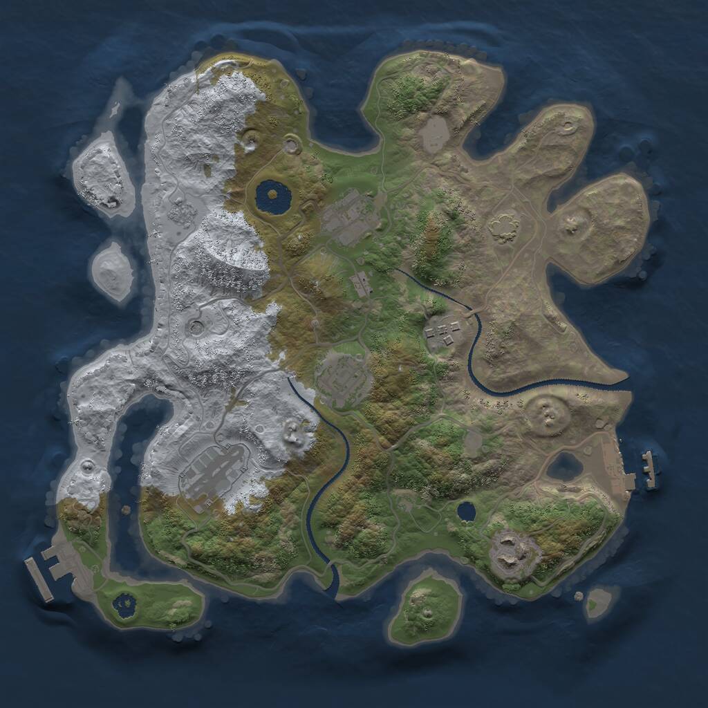 Rust Map: Procedural Map, Size: 3000, Seed: 256, 11 Monuments