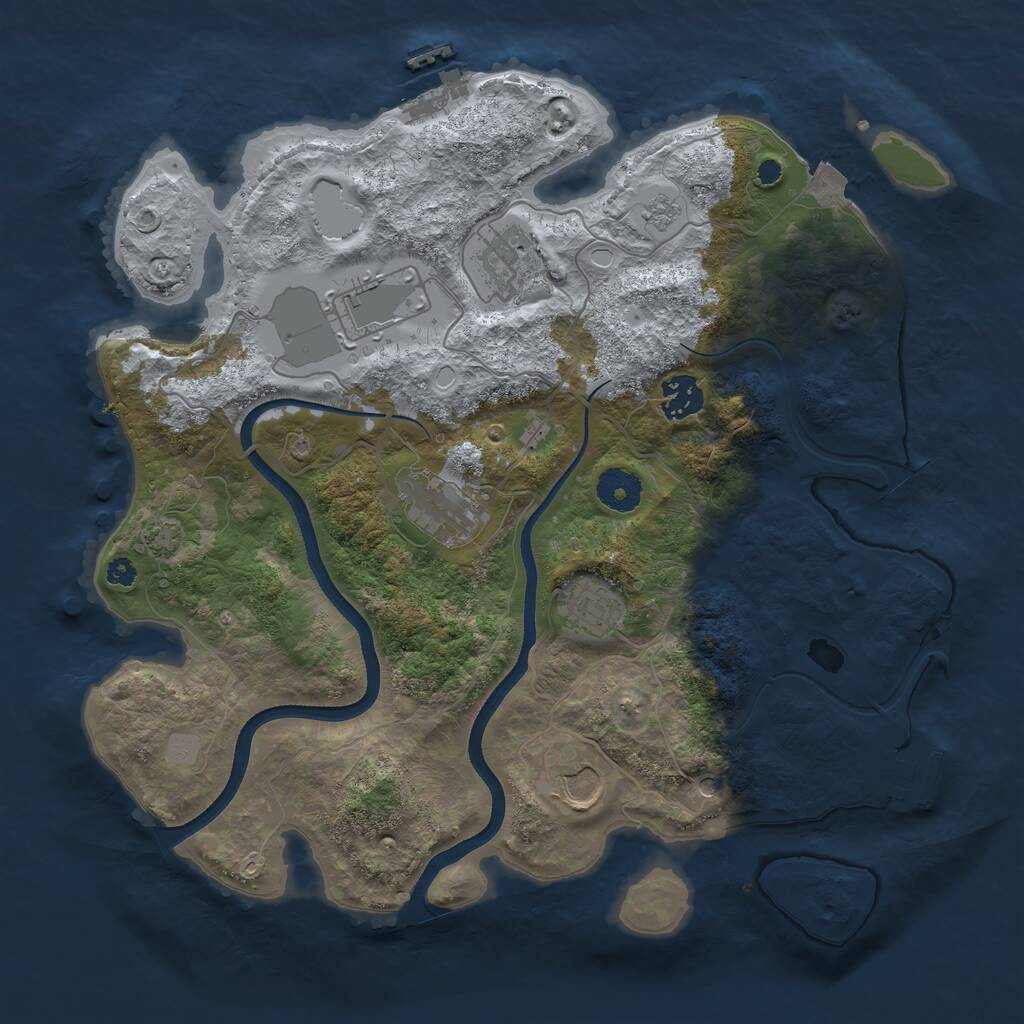 Rust Map: Procedural Map, Size: 3500, Seed: 34465, 12 Monuments