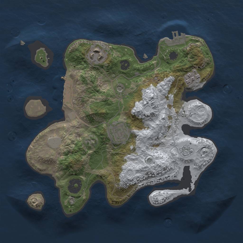 Rust Map: Procedural Map, Size: 2500, Seed: 34634634, 12 Monuments