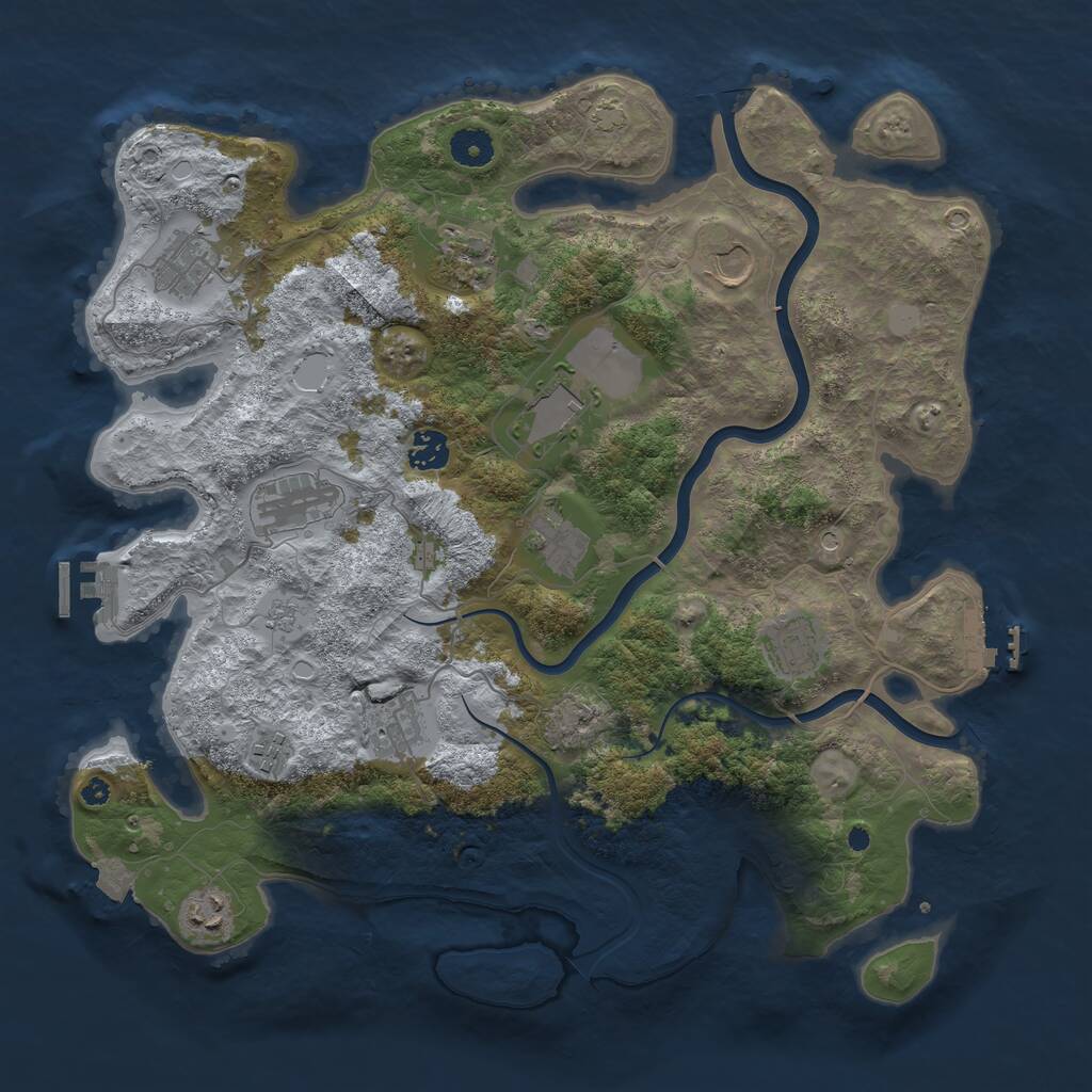 Rust Map: Procedural Map, Size: 3950, Seed: 1591834325, 17 Monuments