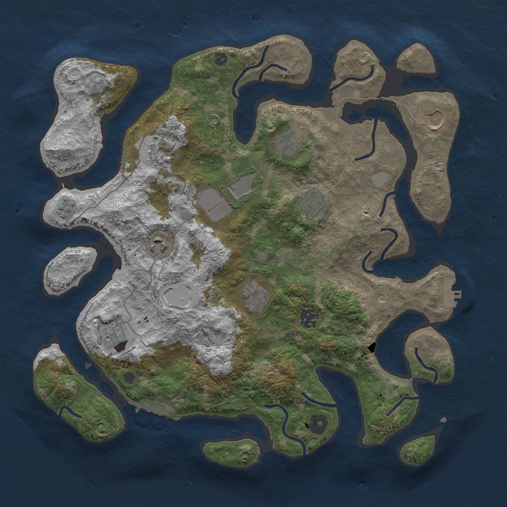 Rust Map: Procedural Map, Size: 3950, Seed: 1591834325, 18 Monuments