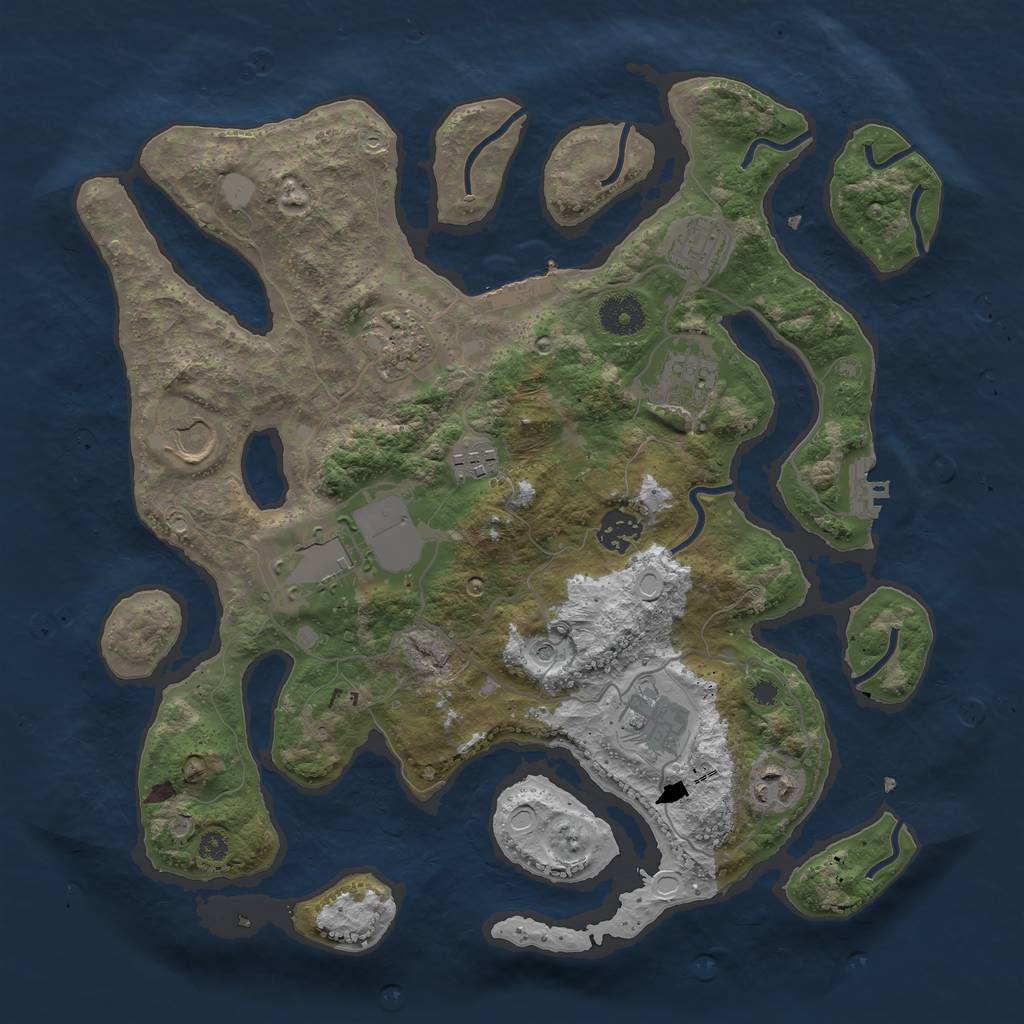 Rust Map: Procedural Map, Size: 3600, Seed: 2061507760, 17 Monuments
