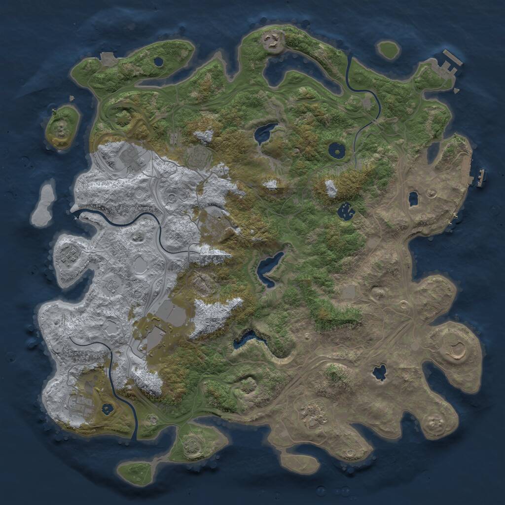 Rust Map: Procedural Map, Size: 4500, Seed: 13344, 16 Monuments