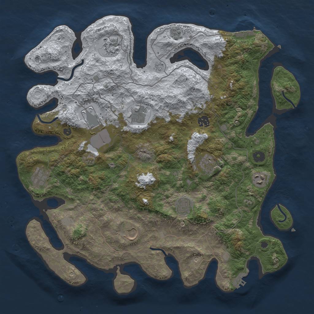 Rust Map: Procedural Map, Size: 4000, Seed: 56643, 19 Monuments