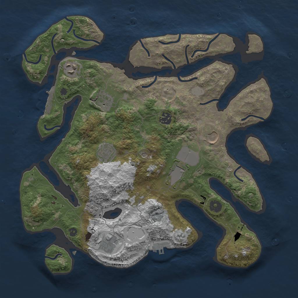 Rust Map: Procedural Map, Size: 3600, Seed: 1716332619, 16 Monuments
