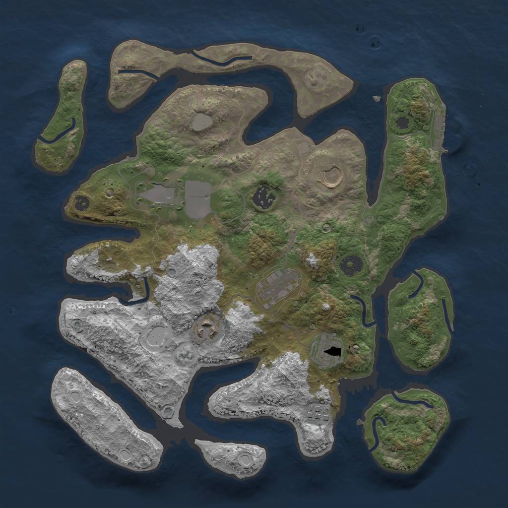 Rust Map: Procedural Map, Size: 3500, Seed: 79493641, 13 Monuments