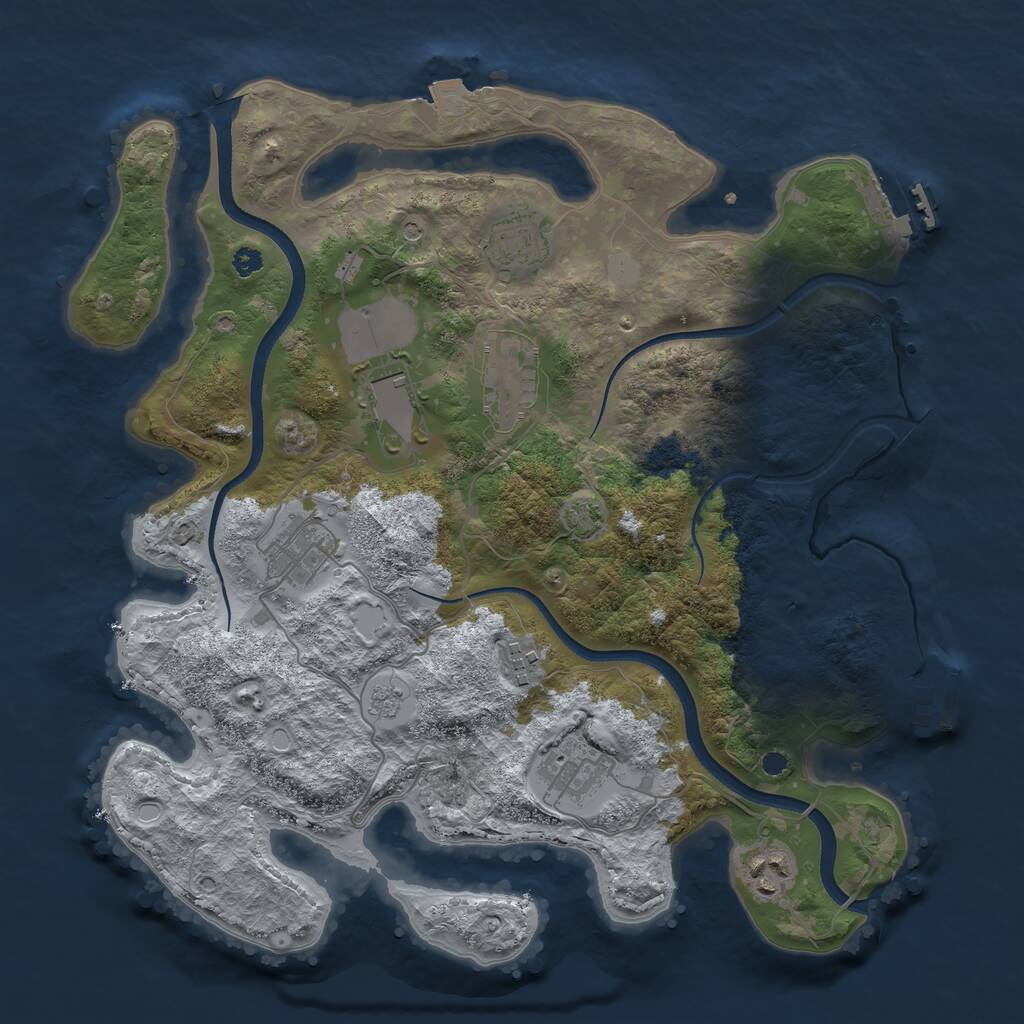 Rust Map: Procedural Map, Size: 3500, Seed: 79493641, 13 Monuments