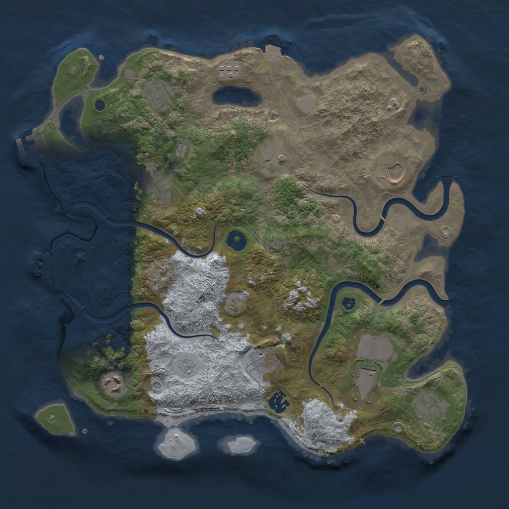 Rust Map: Procedural Map, Size: 3850, Seed: 19653, 16 Monuments