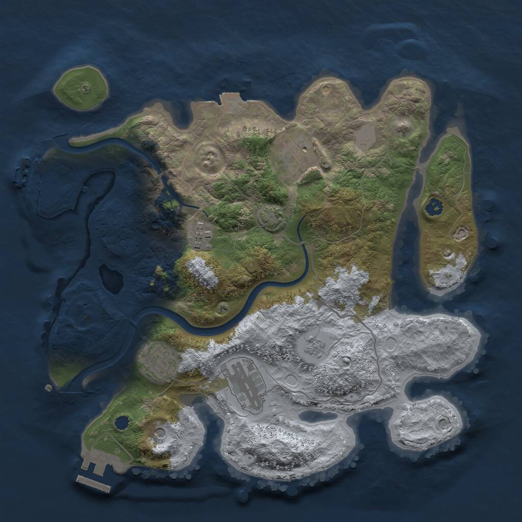 Rust Map: Procedural Map, Size: 3000, Seed: 1058864764, 10 Monuments