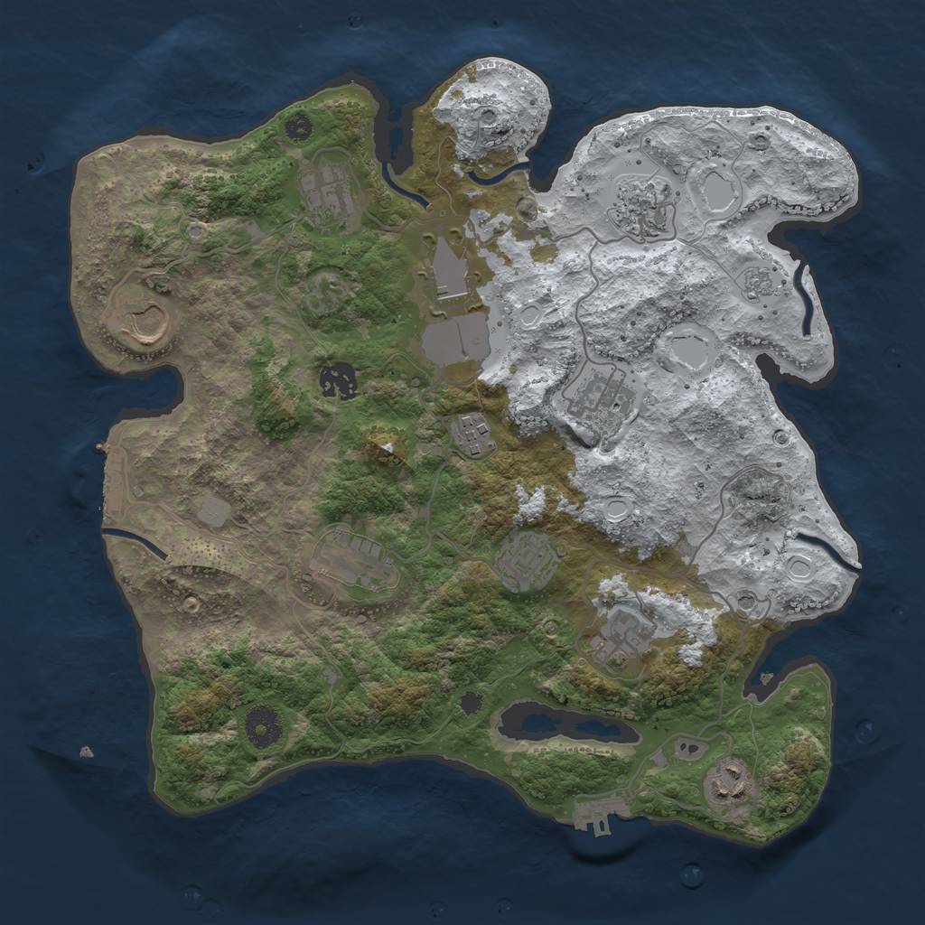 Rust Map: Procedural Map, Size: 3550, Seed: 757231, 20 Monuments