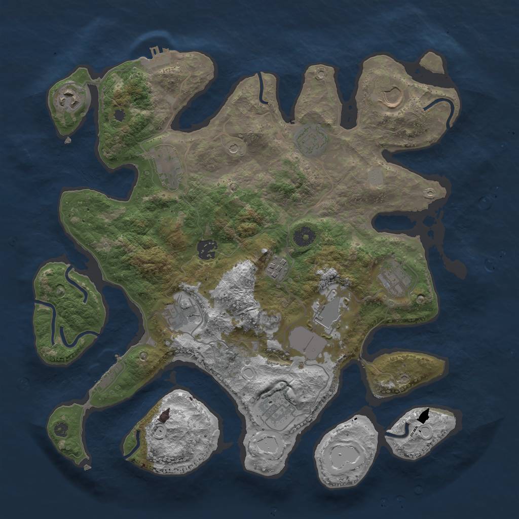 Rust Map: Procedural Map, Size: 3750, Seed: 1062713503, 18 Monuments